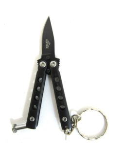 Alternative view of Black Mini Balisong Keychain knife