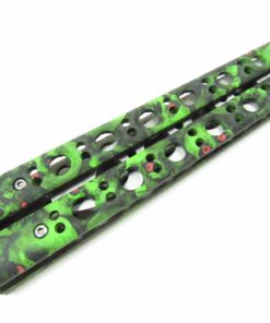 Alternative view of Green Skull 8.5" Practice Balisong Butterfly Trainer with No Offensive Blade