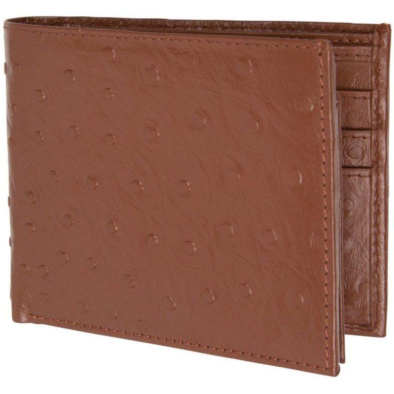 Access Denied Mens Rfid Blocking Wallet Bi-Fold Leather Tan Brown Ostrich - $45.95
