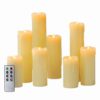 Set Of 8 Assorted Ivory Wax Drip Slim Flameless Candles With Bright Warm Whit.. - $10.95
