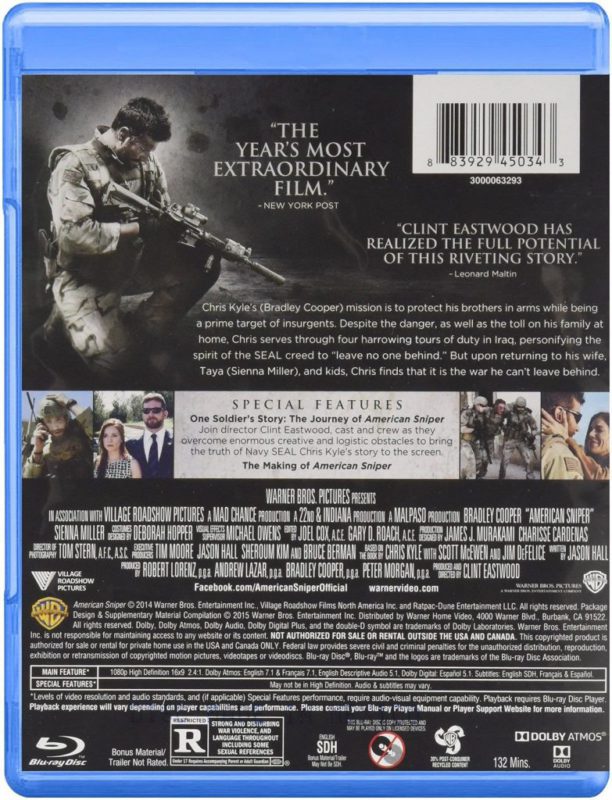 American Sniper (Blu-Ray) - $15.95