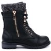 Jjf Shoes Mango-31 Kids Round Toe Military Lace Up Knit Ankle Cuff Low Heel C.. - $11.95