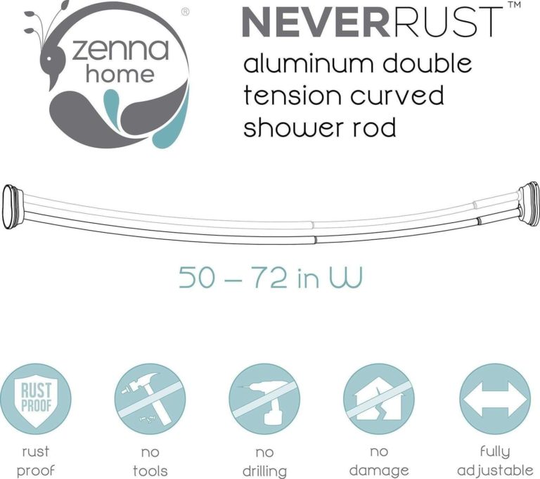 Zenna Home 35644Bn Neverrust Aluminum Double Curved Tension Shower Curtain Ro.. - $54.95