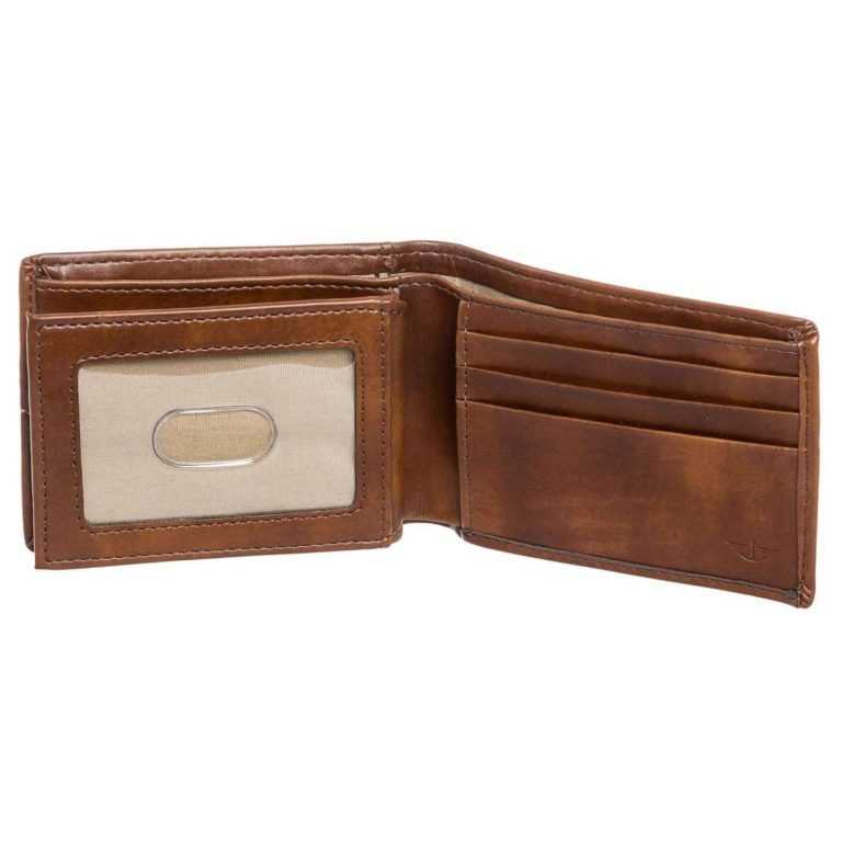 Dockers Mens Leather Extra Capacity Slimfold Bifold Wallet Cognac - $49.95
