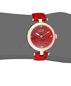 Burgi Women's Bur128Rd Diamond Accented Flower Dial Rose Gold & Red Leather S.. - $56.95