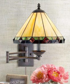 Tiffany Style Glass Panel Plug-In Swing Arm Wall Lamp - $136.95