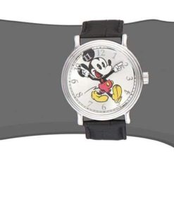 Disney Men's W001868 Mickey Mouse Silver-Tone Watch With Black Band - $28.95