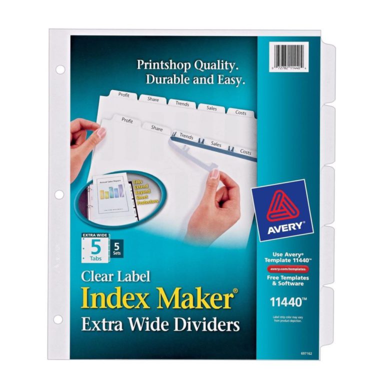 Avery Extra-Wide Dividers Ink Jet Printer White 5-Tab 9 X 11 Inches 5 Sets (1.. - $23.95