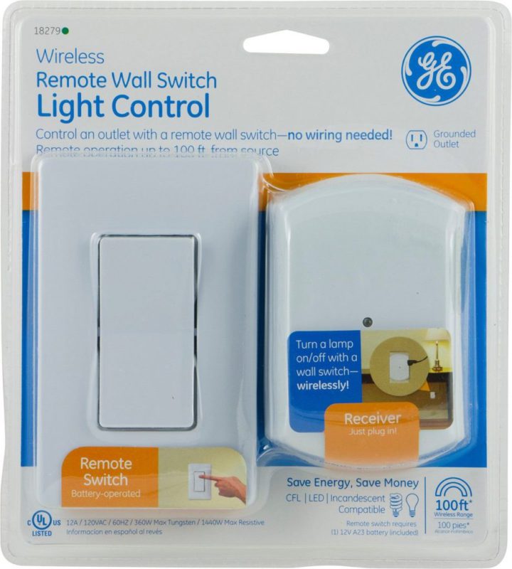 Ge 18279 Wall-Switch Light Control Remote With 1 Outlet Receiver - $24.95