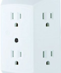 GE 6 Outlet Wall Plug Adapter Power Strip, Extra Wide Spaced Outlets for Cell Phone Charger, Power Adapter, 3 Prong, Multi Outlet Wall Charger, Quick & Easy Install, For Home Office, Home Theater, Kitchen, or Bathroom, UL Listed, White, 50759 1 Pack - $13.95