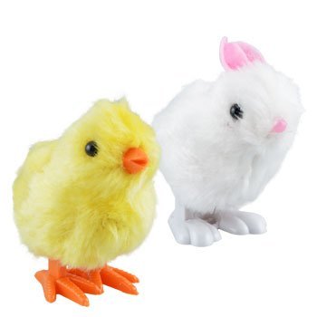 Plush Pair of Hopping Wind-Up Friends! - Bunny AND Chick - Combo Pack of 2 (Colors May Vary) - $8.95