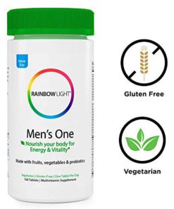 Rainbow Light - Men's One Multivitamin - Probiotic, Enzyme, and Vitamin Blend; Supports Energy, Stress Management, Heart, Prostate, Muscle, and Sexual Health in Men; Gluten Free - 30 Tablets 30 Count - $17.95