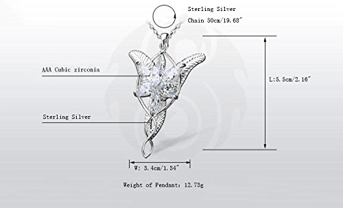 Eove Sterling Silver Arwen Evenstar Pendant Necklace Elvish Jewelry - $88.95