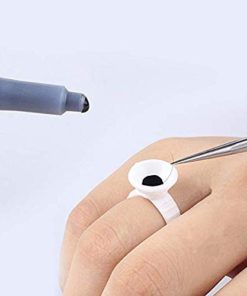 G2PLUS Disposable Plastic Nail Art Tattoo Glue Rings Holder Eyelash Extension Rings Adhesive Pigment Holders Finger Hand Beauty Tools (White-100 PCS) White-100 Pcs - $10.95