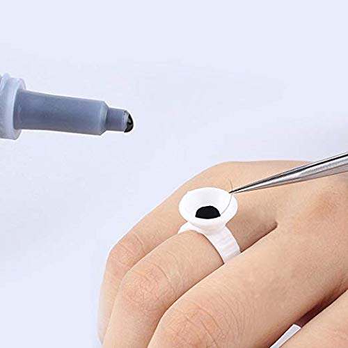G2PLUS Disposable Plastic Nail Art Tattoo Glue Rings Holder Eyelash Extension Rings Adhesive Pigment Holders Finger Hand Beauty Tools (White-100 PCS) White-100 Pcs - $10.95
