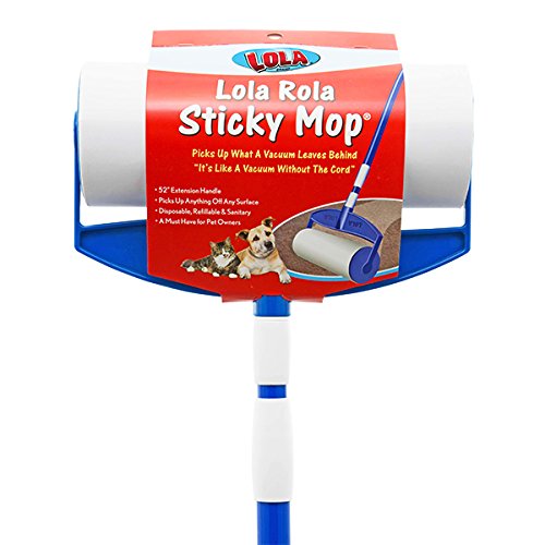 Lola Rola Sticky Mop, Picks Up Dirt, Dust, and Hair, Pet Hair Remover, Adhesive Roller, 9” Wide Roller Head, Includes 30 Large Adhesive Perforated Sheets, Must Have For Pet Owners - $27.95