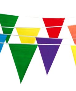 Adorox 100 Foot Multicolor Plastic Pennant Banner Birthday Party Decorations Weather Resistant Grand Opening Banner (Multi-Colored (1 Banner)) - $13.95