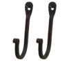 CTW 720002 Early American Single Prong Wrought Iron Hooks, Set of 2 – Rustic Curved Metal Fasteners – Decorative Colonial Wall Décor - $20.95