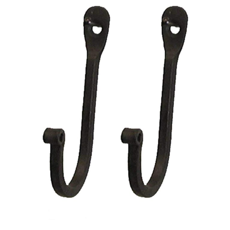 CTW 720002 Early American Single Prong Wrought Iron Hooks, Set of 2 – Rustic Curved Metal Fasteners – Decorative Colonial Wall Décor - $11.95