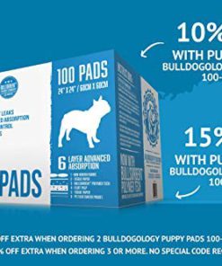 Bulldogology Premium Puppy Pee Pads with Adhesive Sticky Tape (24x24) Large Dog Training Wee Pads with 6 Layer Extra Quick Dry Bullsorbent Polymer Tech - Great for Puppy Housebreaking and Adult Pets 100-Count - $46.95