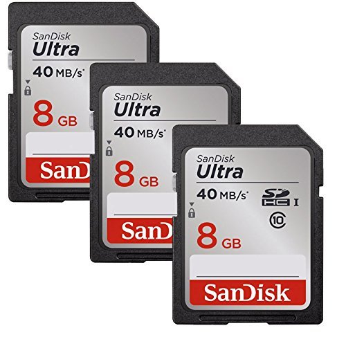 SanDisk Ultra 8GB Class 10 SDHC Memory Card Up to 40MB/s (SDSDUN-008G-G46), Pack of 3 - $46.95
