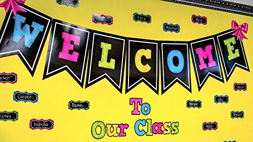 Teacher Created Resources TCR5614 Chalkboard Brights Pennants Welcome Bulletin Board, Paper, Multi - $18.95