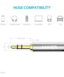 Anker 3.5mm Premium Auxiliary Audio Cable (4ft / 1.2m) AUX Cable for Headphones, iPods, iPhones, iPads, Home/Car Stereos and More (Black) 4 Feet Black - $9.95