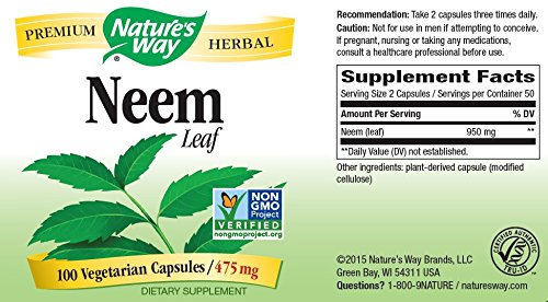 Nature's Way Neem Leaves, 475 mg, 100 Capsules - $12.95