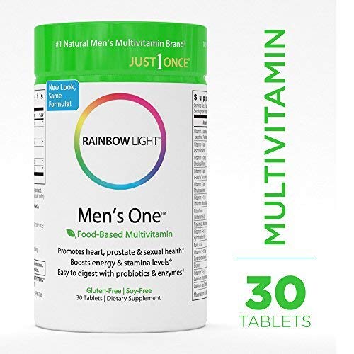 Rainbow Light - Men's One Multivitamin - Probiotic, Enzyme, and Vitamin Blend; Supports Energy, Stress Management, Heart, Prostate, Muscle, and Sexual Health in Men; Gluten Free - 30 Tablets 30 Count - $17.95