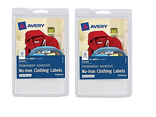 2 Pack Avery No-Iron Clothing Labels, White, Assorted, Pack of 45 (40700) 1 - $17.95