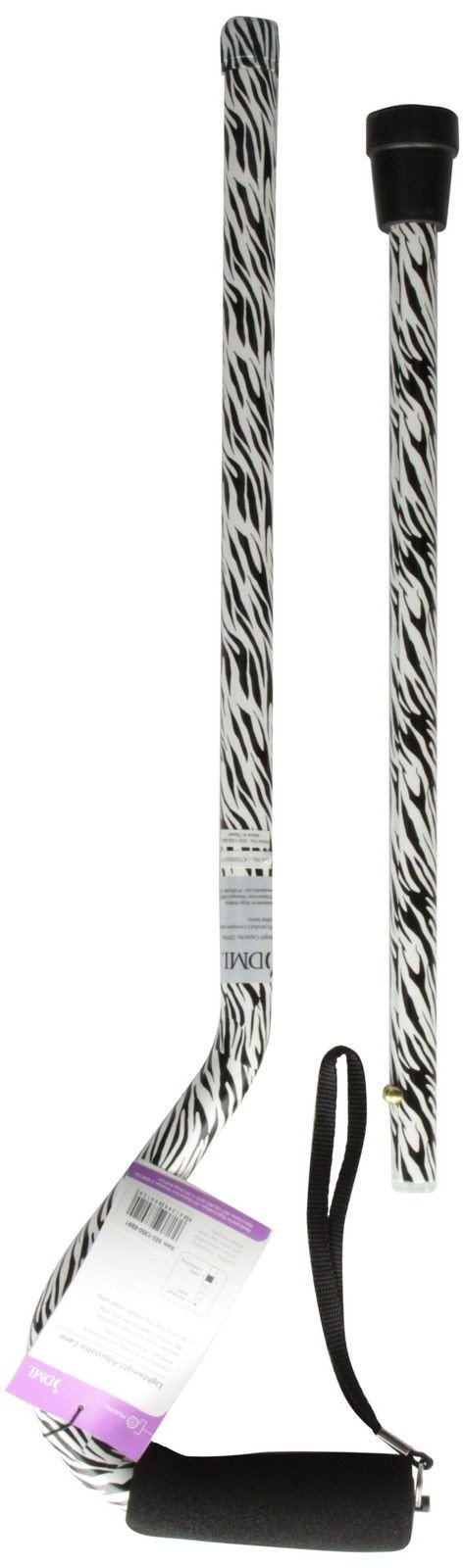 Dmi Adjustable Designer Cane With Offset Handle Comfort Grip And Strap Zebra - $22.95