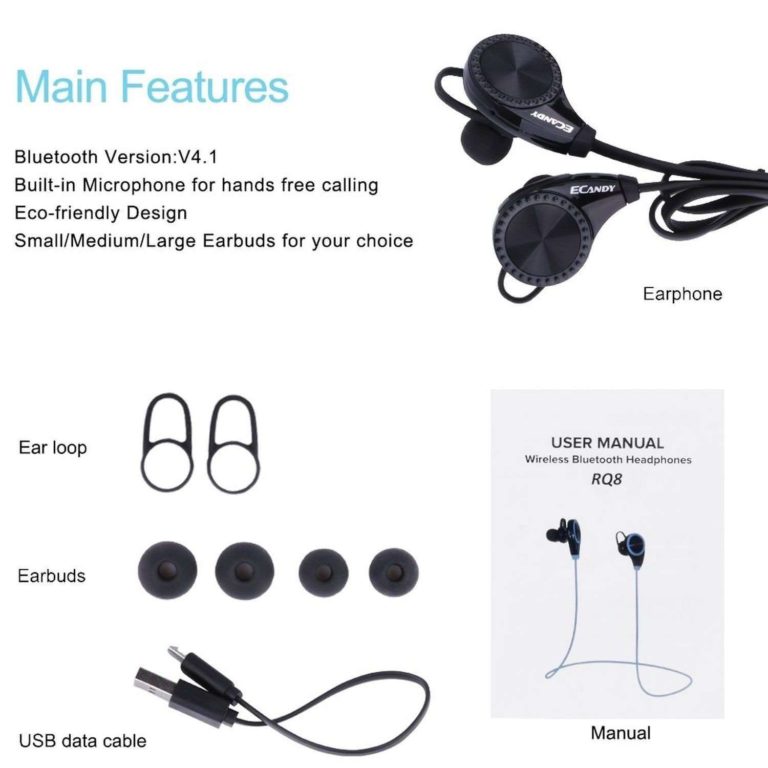Bluetooth Headset Headphones Earphoneecandy Wireless Hands-Free Headset With .. - $20.95