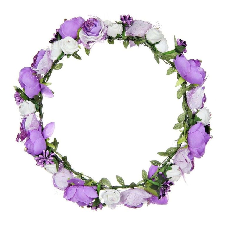Valdler Jasmine Flower Crown For Wedding Festivals For Wedding Festivals Purple - $15.95