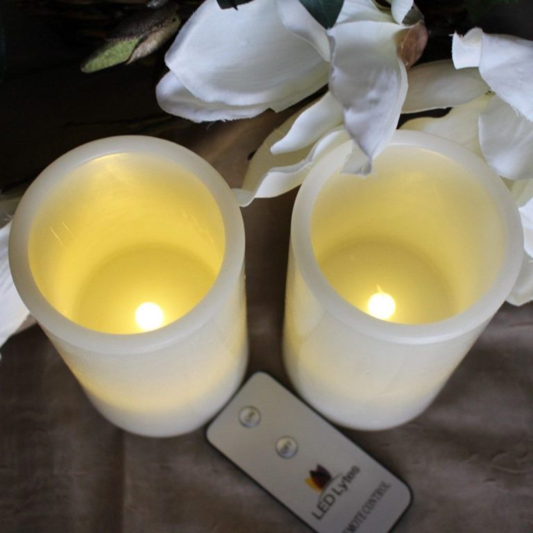 Led Lytes Flameless Candles Battery Operated Pillars W/Remote Set Of 2 Ivory .. - $20.95