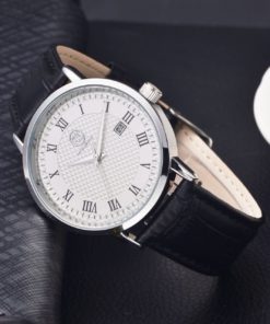 Aibi Retro Roman Style Black Leather Mens Stainless Steel Quartz Watch With A.. - $27.95