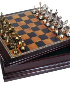 Alternative view of Metal Chess Set With Deluxe Wood Board And Storage - 2.5" King