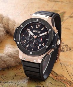 Megir Mens Chronograph Military Quartz Watch Black And Rose Gold Dial - $34.95