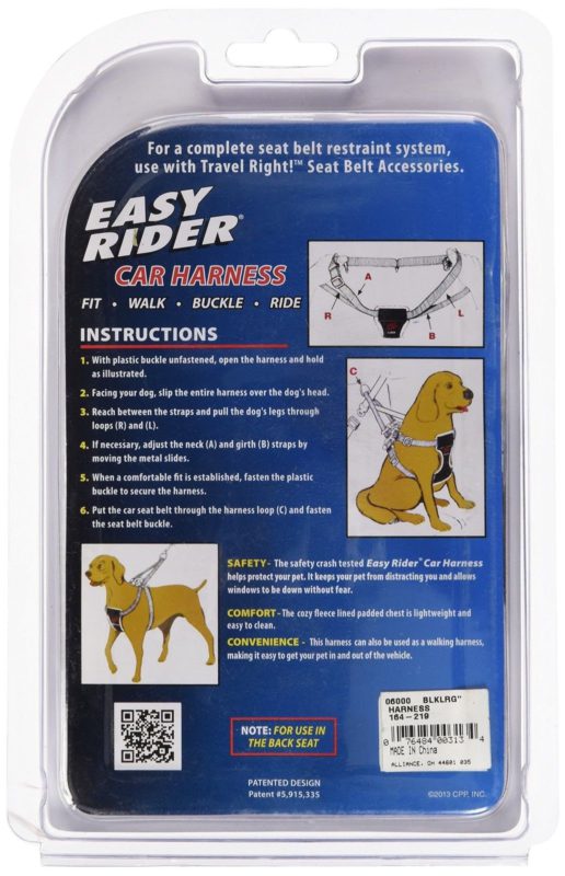 Easy Rider Car Large Harness For Dogs Black - $21.95