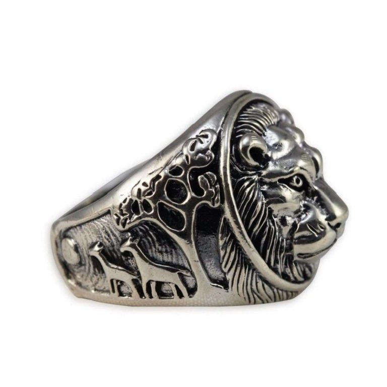 Moon Wings Solid Sterling Silver Lion Vintage Mens Ring 6 - $76.95