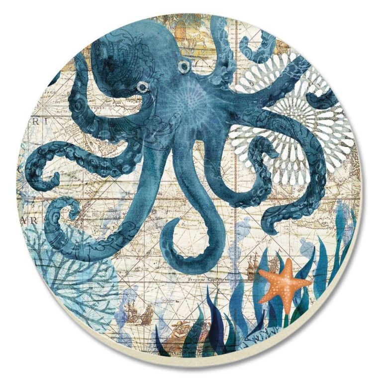 Counterart Monterey Bay Octopus Absorbent Coasters Set Of 4 Counterart - $18.95