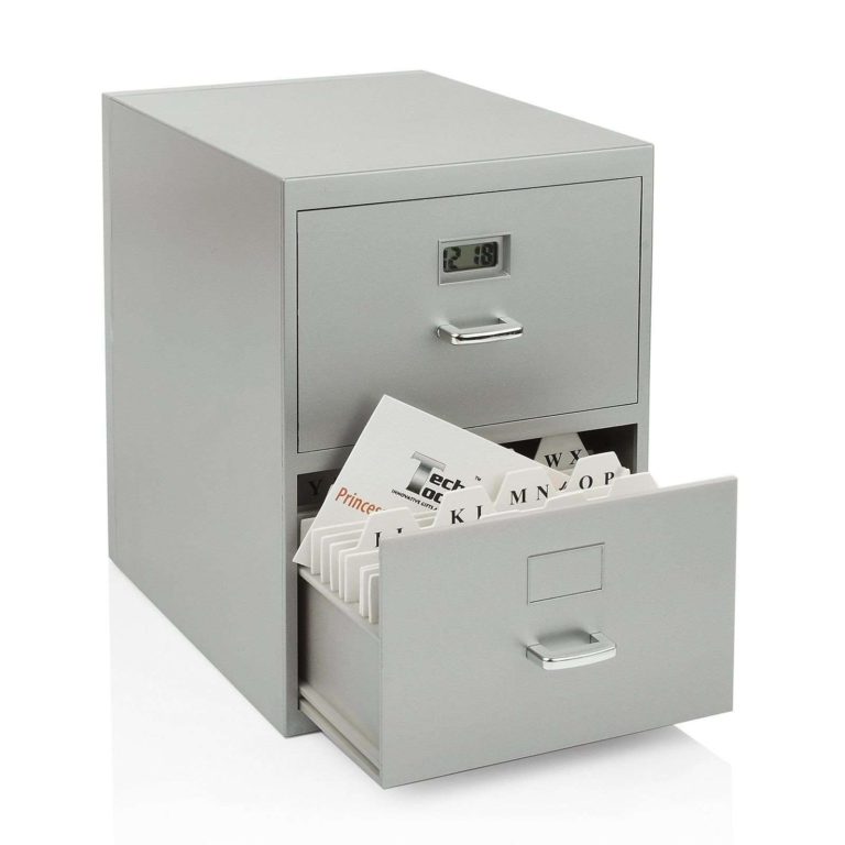 Miniature File Cabinet For Business Cards With Built-In Digital Clock Pi-9617.. - $16.95