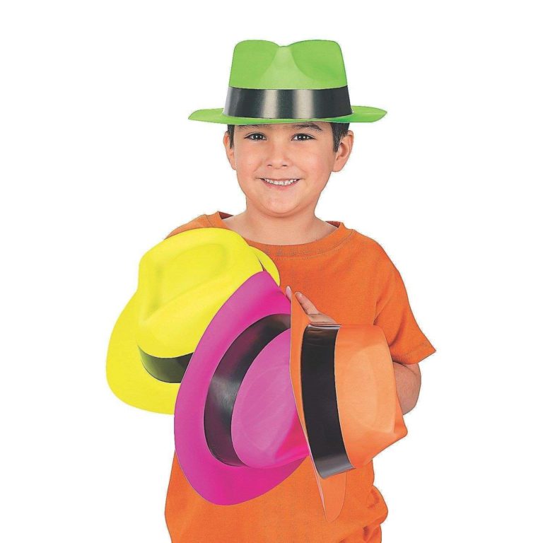 Adorox Neon Color Plastic Gangster Hats Fedora Party Favors (Assorted (12 Hat.. - $16.95