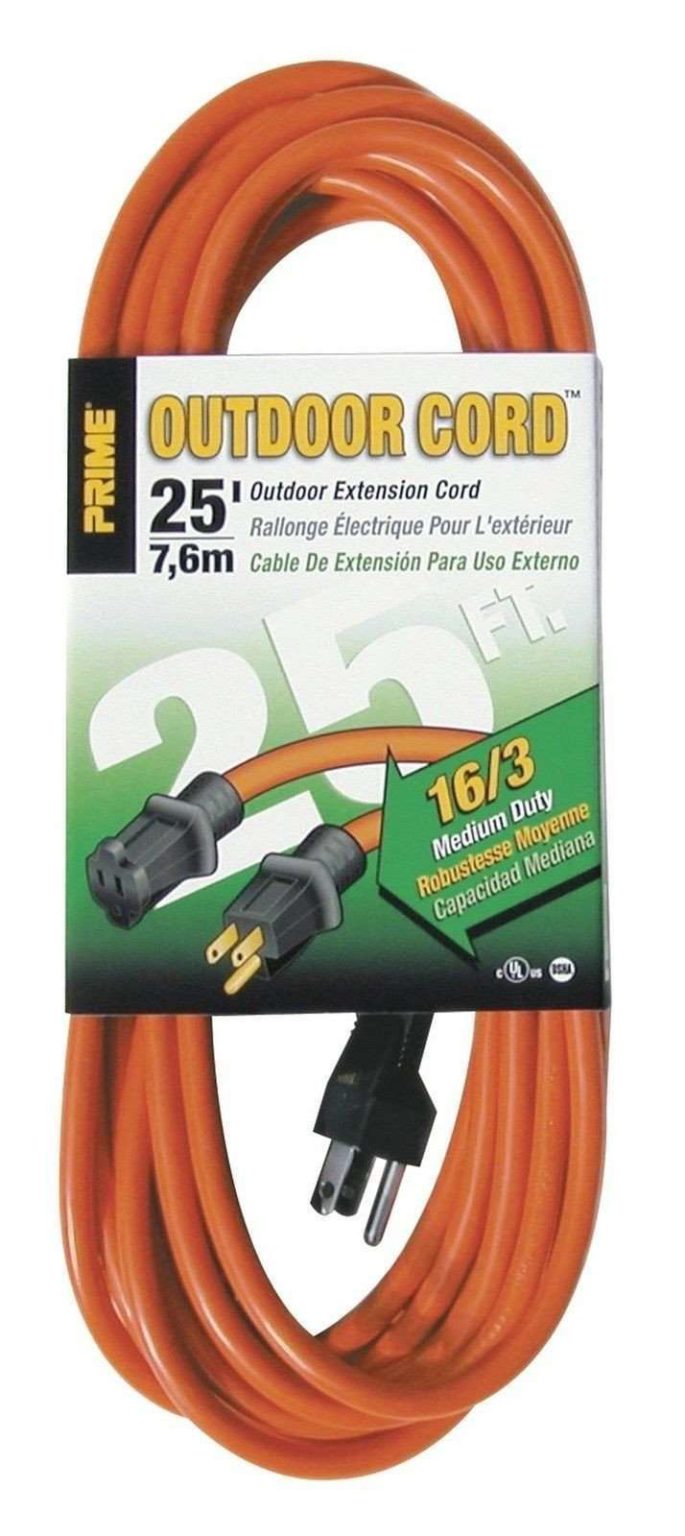 Prime Wire & Cable Ec501625 25-Foot 16/3 Sjtw Medium Duty Extension Cord Orange - $14.95