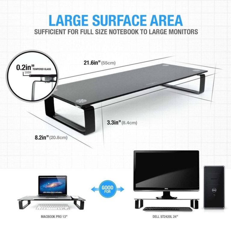 [Tempered Glass] Monitor Laptop Stand - Eutuxia **Enhanced And Refined** [Sle.. - $28.95