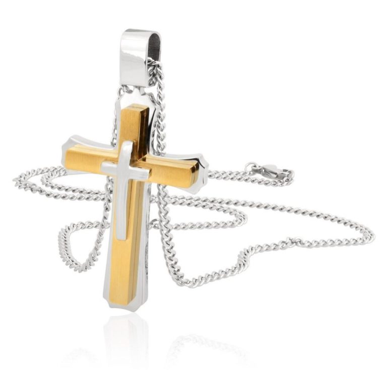 Cross Necklace For Men & Women With Large Pendant And 24 Inch Curb Chain In G.. - $24.95