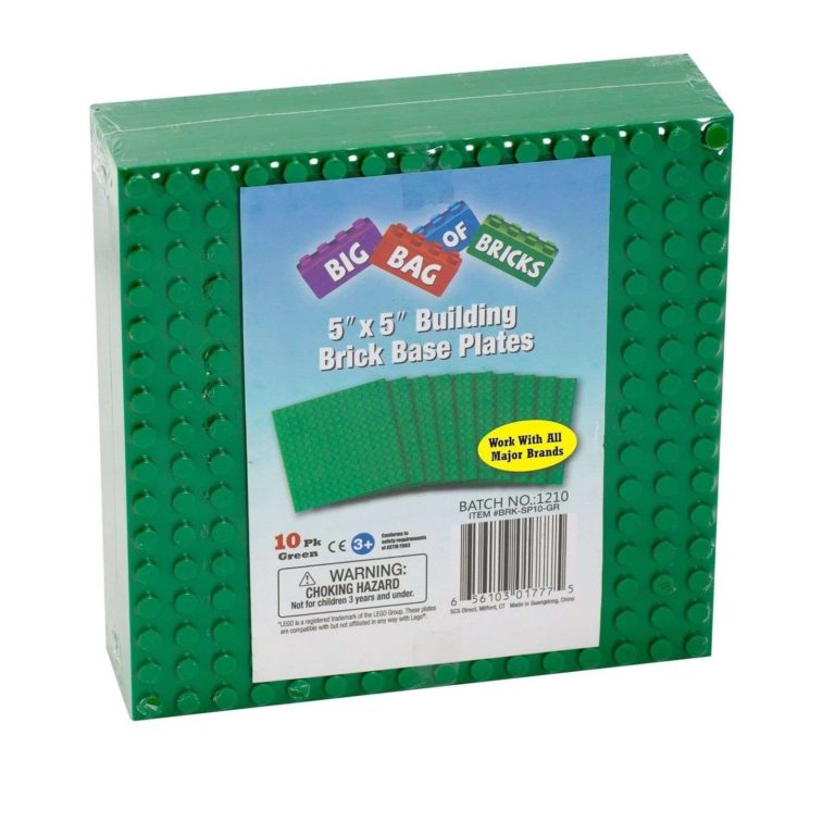 Brick Building Base Plates By Scs - Small 5"X5" Green Baseplates (10 Pack) - .. - $23.95