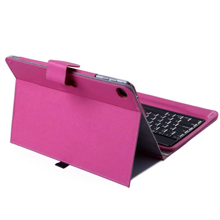 Hde Faux Leather Folding Portfolio Case Cover Stand + Wireless Bluetooth Keyb.. - $30.95