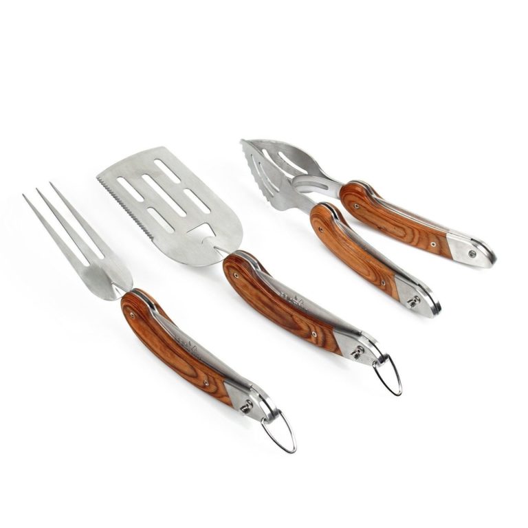 Bbqing Professional Folding 3 Piece Bbq Tool Set With Luxurious Wooden Handles - $31.95