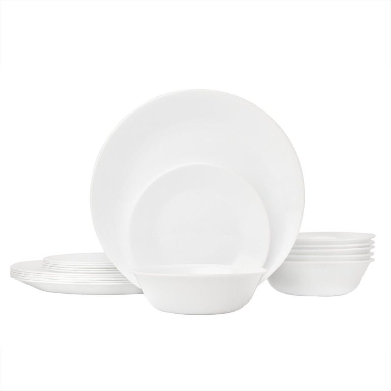 Corelle Livingware 18-Piece Glass Dinnerware Set Winter Frost White Service F.. - $61.95