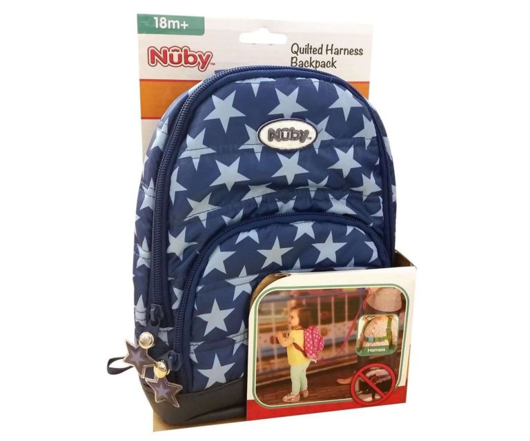 Nuby 2 In 1 Quilted Harness Backpack Navy Stars Child Leash Baby Walking Safe.. - $16.95